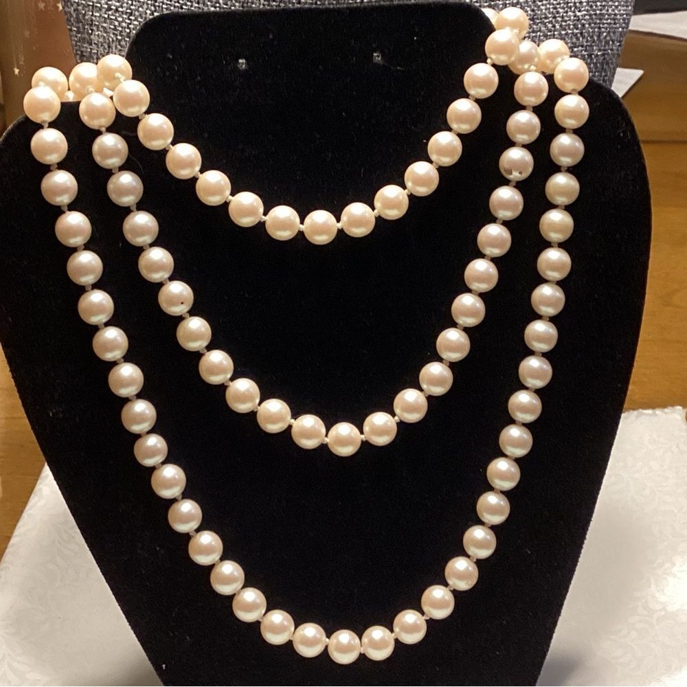 Faux Cream Colored Pearl Necklace 50” Strand